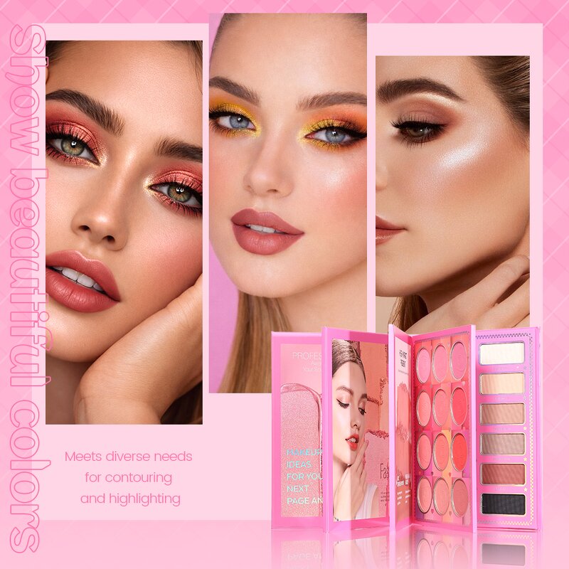 Eyeshadow Palette Manufacturer - Wholesale 4 Layer Book Style with Blush Contour