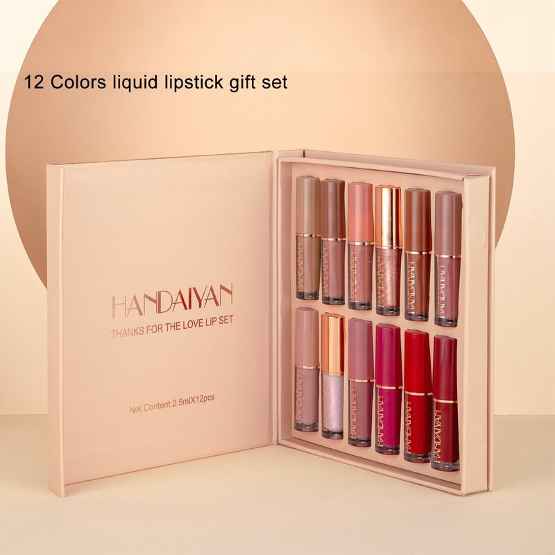 Lip Gloss Gift Set Manufacturer - HANDDAIYAN 12 Colors Matte Shimmer Waterproof