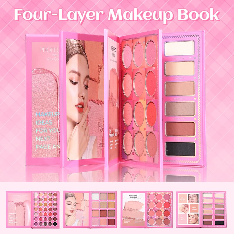 Eyeshadow Palette Manufacturer - Wholesale 4 Layer Book Style with Blush Contour