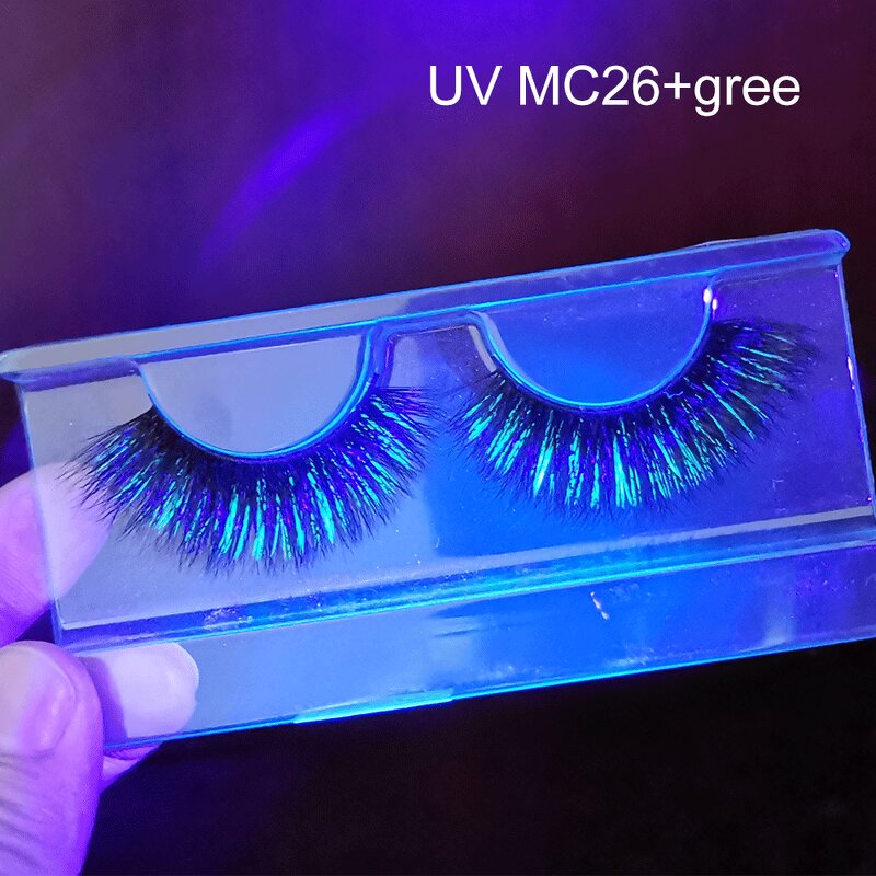 Glow in the Dark Eyelashes - Manufacturer - Mink Lashes Halloween Strip Lashes Under UV Light