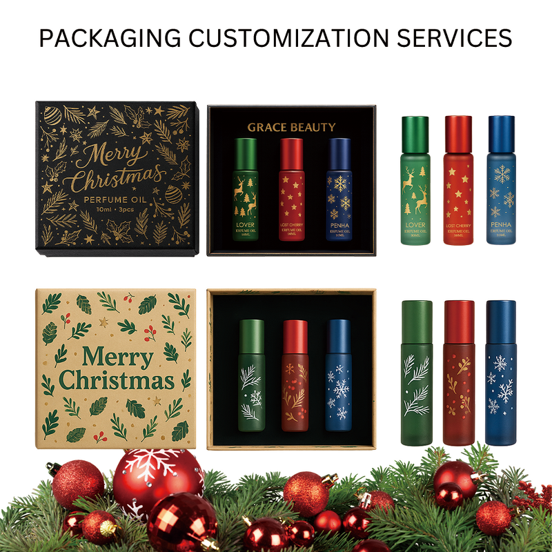 Pheromone Roller Perfume Kit - Manufacturer - 3in1 Fruity Floral Amber Christmas Gift Roll-on