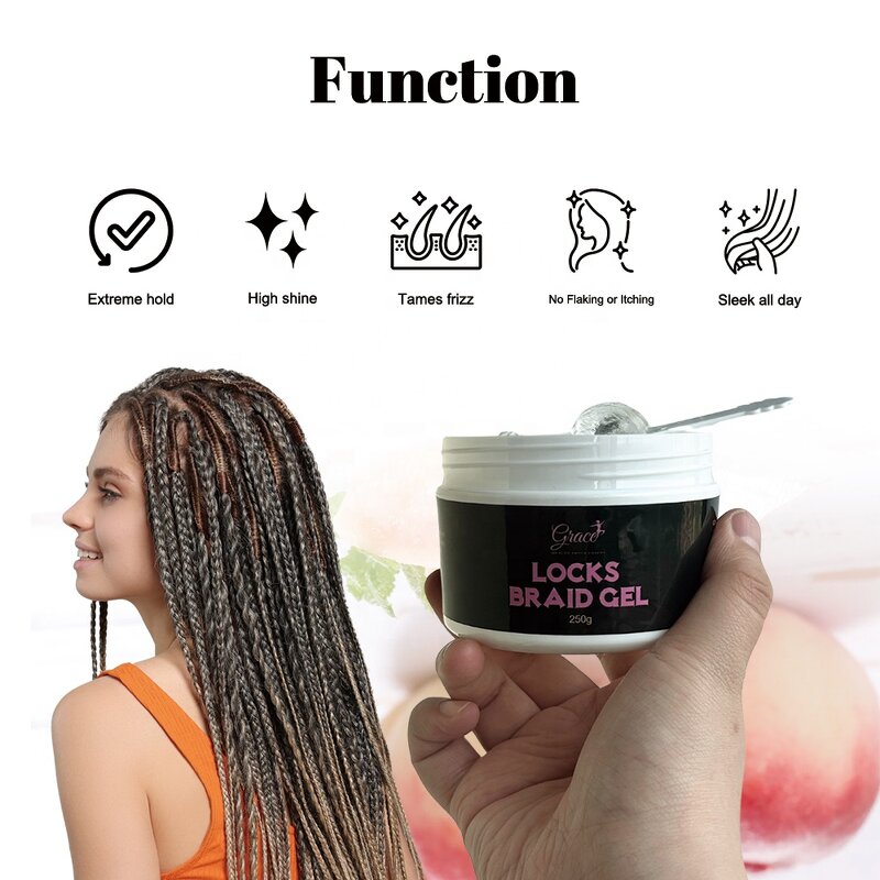 Hair Styling Wax Gel - Manufacturer - Custom Logo 250g Peach Scent Strong Hold Lock Twist Braid
