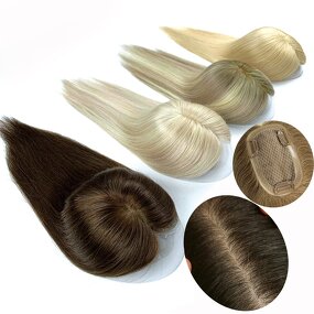 Silk Base Hair Topper - Manufacturer - Clip in 3*5'' Black Blonde Invisible No Knot Virgin Human Hair