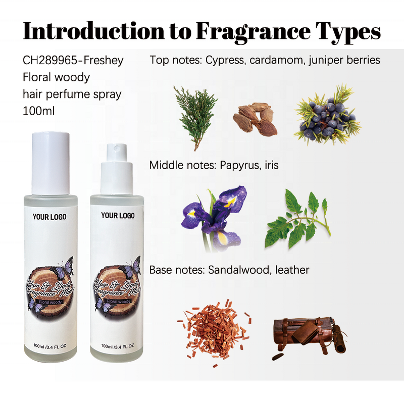 Hair Body Mist Spray - Manufacturer - Custom Logo Cypress Juniper Sandalwood Woody Fragrance