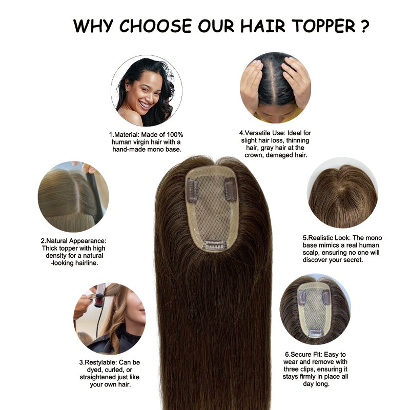 Silk Base Hair Topper - Manufacturer - Clip in Highlight Blonde Virgin Human Hair Invisible Knots