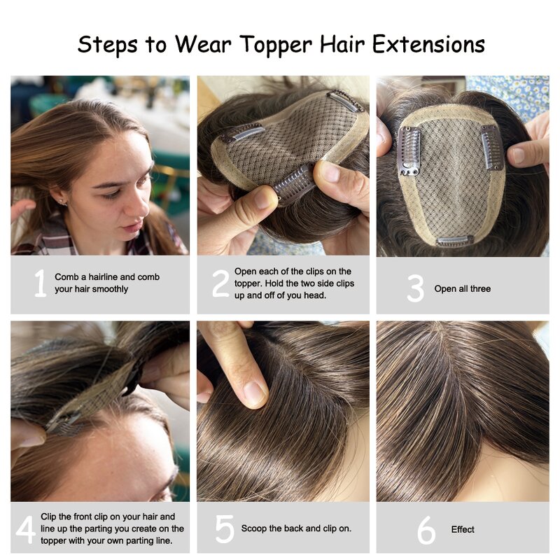 Silk Base Hair Topper - Manufacturer - Clip in 3*5'' Black Blonde Invisible No Knot Virgin Human Hair