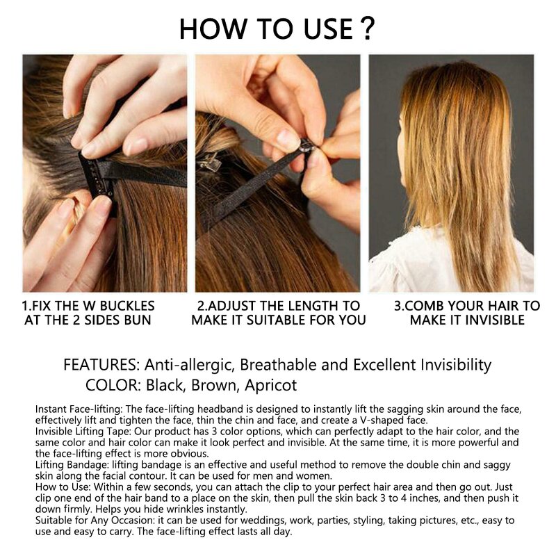 Face Lift Band - Manufacturer - Private Label Black Brown Beige Invisible Eyes Wrinkle Lifting