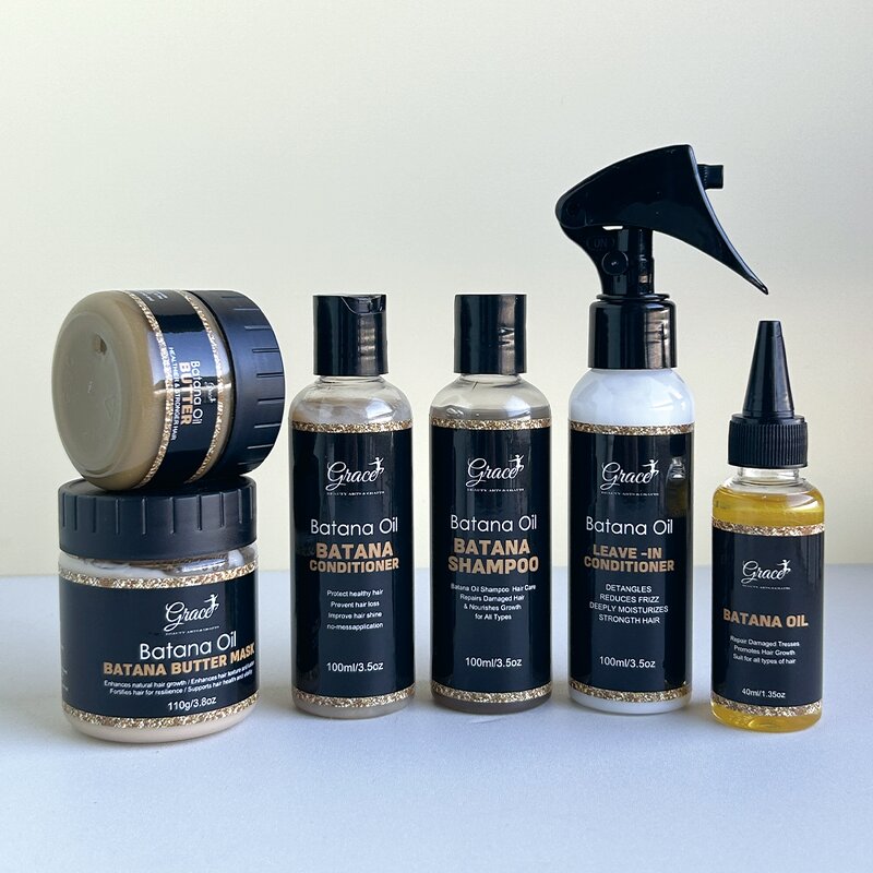 Batana Hair Care Set - Manufacturer - Custom Logo Anti Hair Loss Shampoo Conditioner Spray Oil Butter