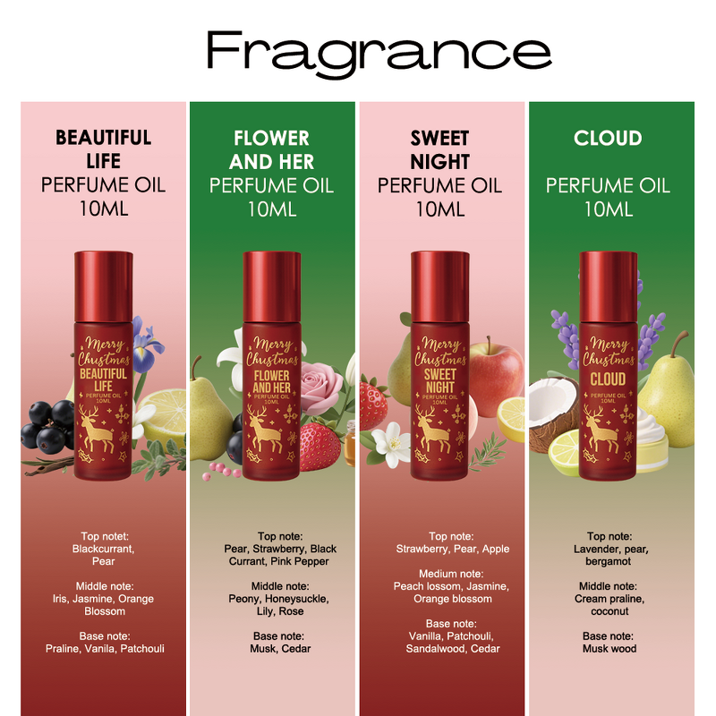 Pheromone Roller Perfume Kit - Manufacturer - Custom 4in1 Fruity Vanilla Musk Festival Gift Roll-on