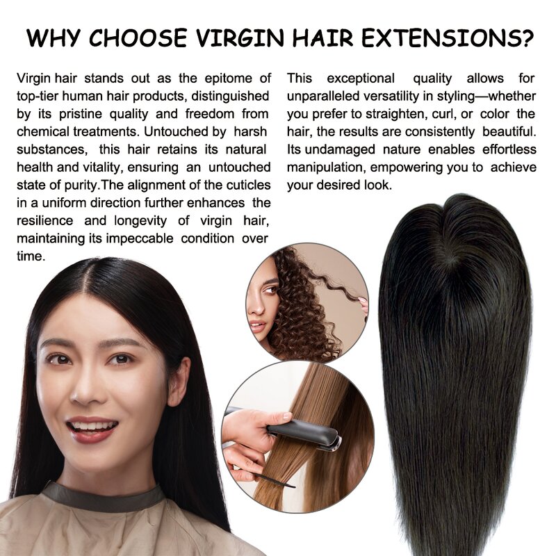 Silk Base Hair Topper - Manufacturer - Clip in 3*5'' Black Blonde Invisible No Knot Virgin Human Hair