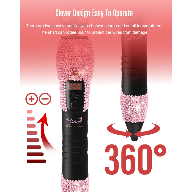 Electric Hot Comb - Manufacturer - Custom Logo LCD 360 Rotation Rhinestones Bling 500F Straightening