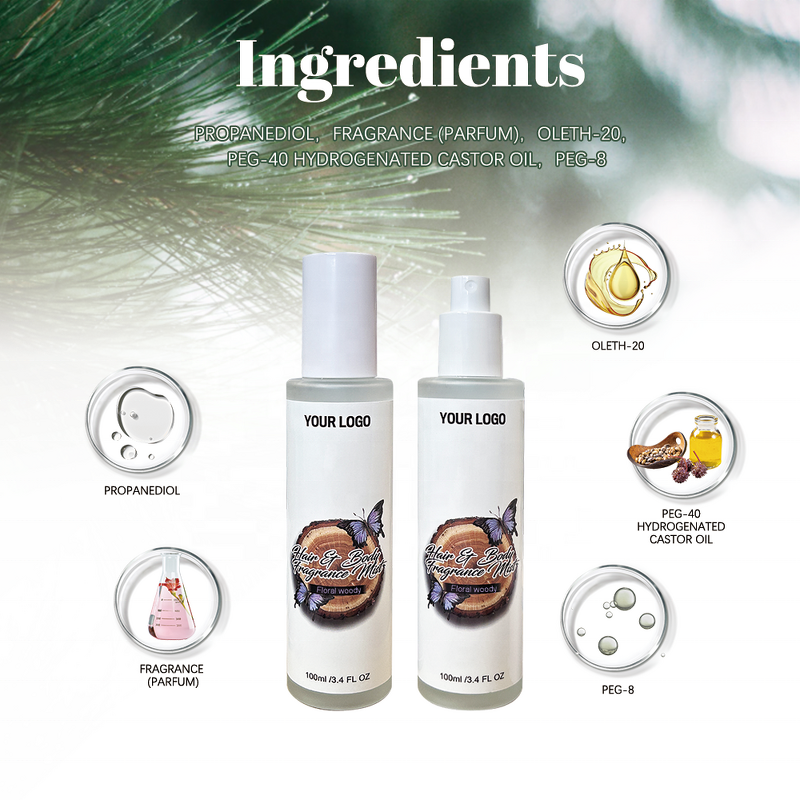 Hair Body Mist Spray - Manufacturer - Custom Logo Cypress Juniper Sandalwood Woody Fragrance