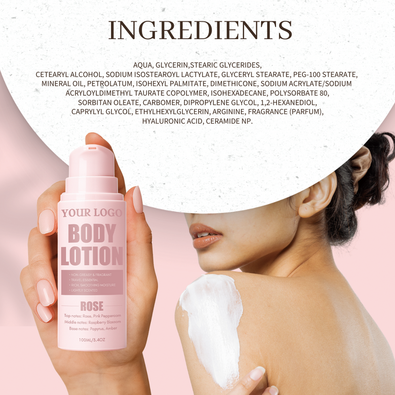 Rose Perfumed Body Cream - Manufacturer - Custom 100ml Refreshing Nourishing Long Lasting Hydration