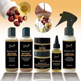 Batana Hair Care Kit - Manufacturer - Private Label Anti Hair Loss Shampoo Conditioner Spray Oil Butter
