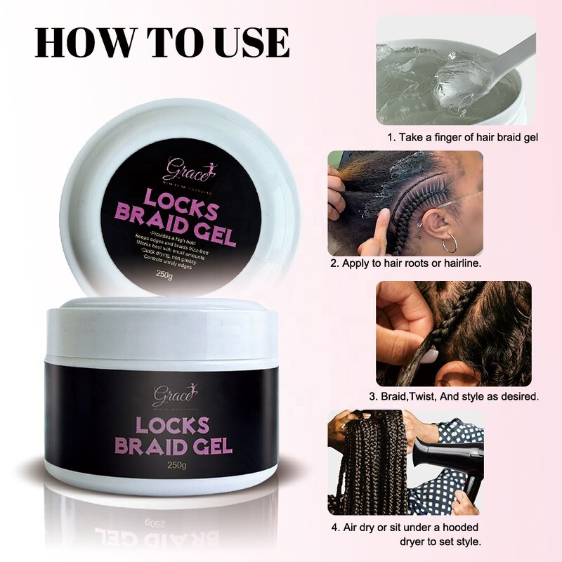 Hair Styling Wax Gel - Manufacturer - Custom Logo 250g Peach Scent Strong Hold Lock Twist Braid