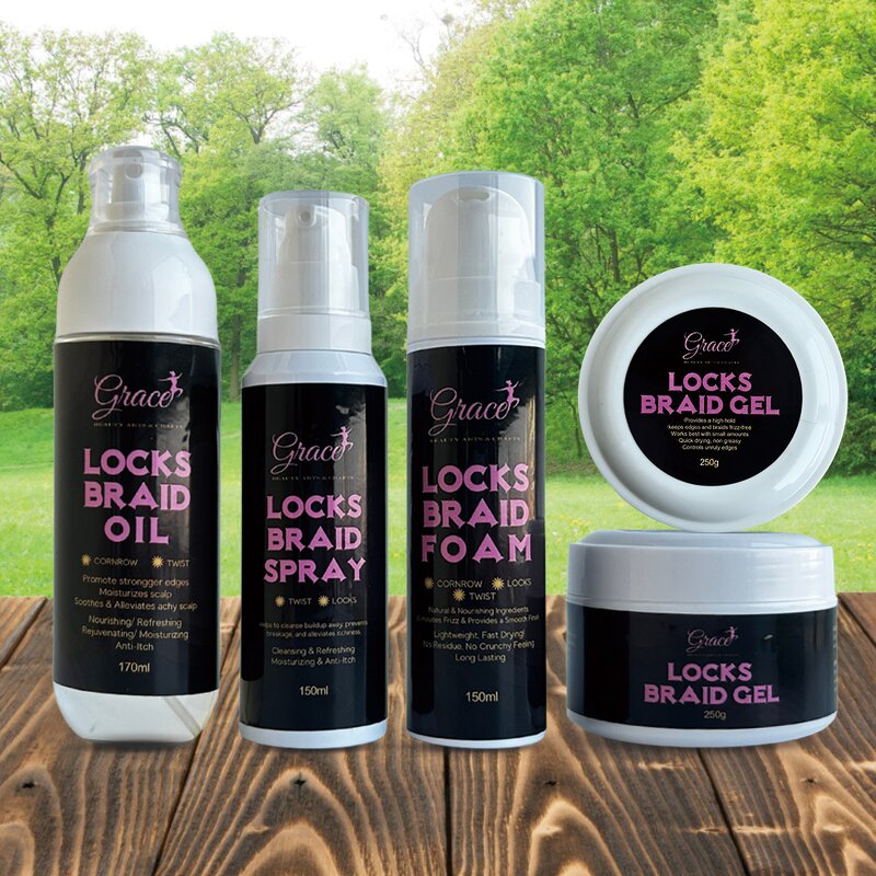 Salon Hair Styling Kit - Manufacturer - Private Label Lock Twist Gel Braid Oil Mousse Foam Spray