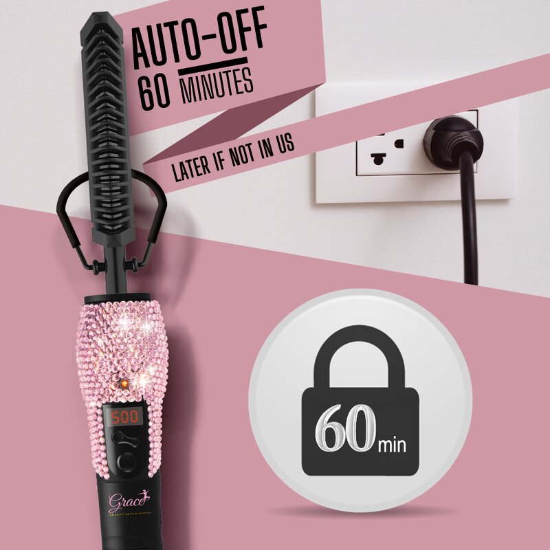 Electric Hot Comb - Manufacturer - Custom Logo LCD 360 Rotation Rhinestones Bling 500F Straightening