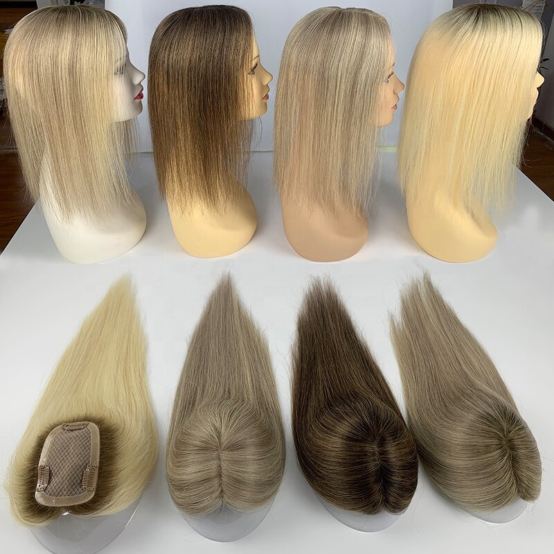 Mono Base Hair Toppers - Manufacturer - Clip in Highlight Blonde Full Cuticle Virgin Human Hair