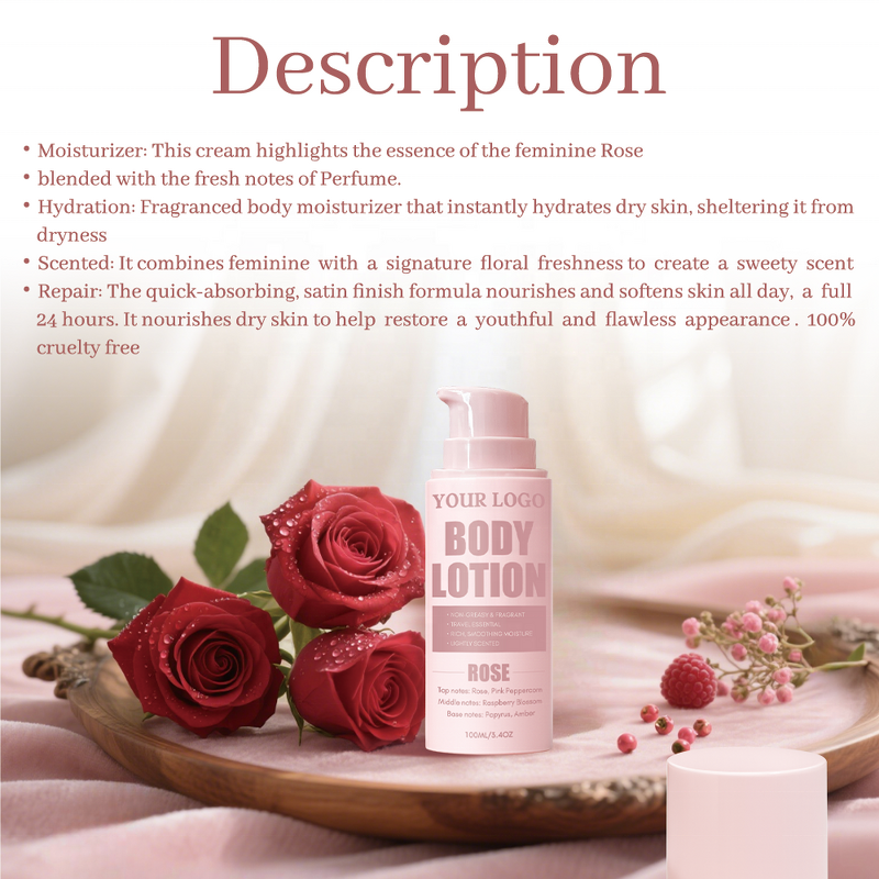 Rose Perfumed Body Lotion - Manufacturer - Private Label 100ml Long Lasting Refreshing Nourishing