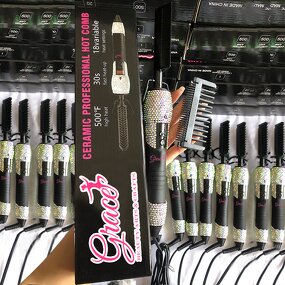 Electric Hot Comb - Manufacturer - Custom Logo LCD 360 Rotation Rhinestones Bling 500F Straightening