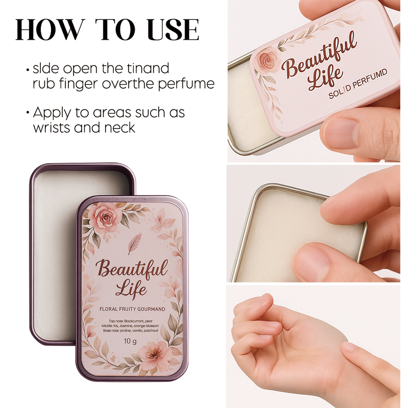 Solid Perfume Balm - Manufacturer - Custom Long Lasting Blackcurrant Pear Iris Jasmine Vanilla Sweet