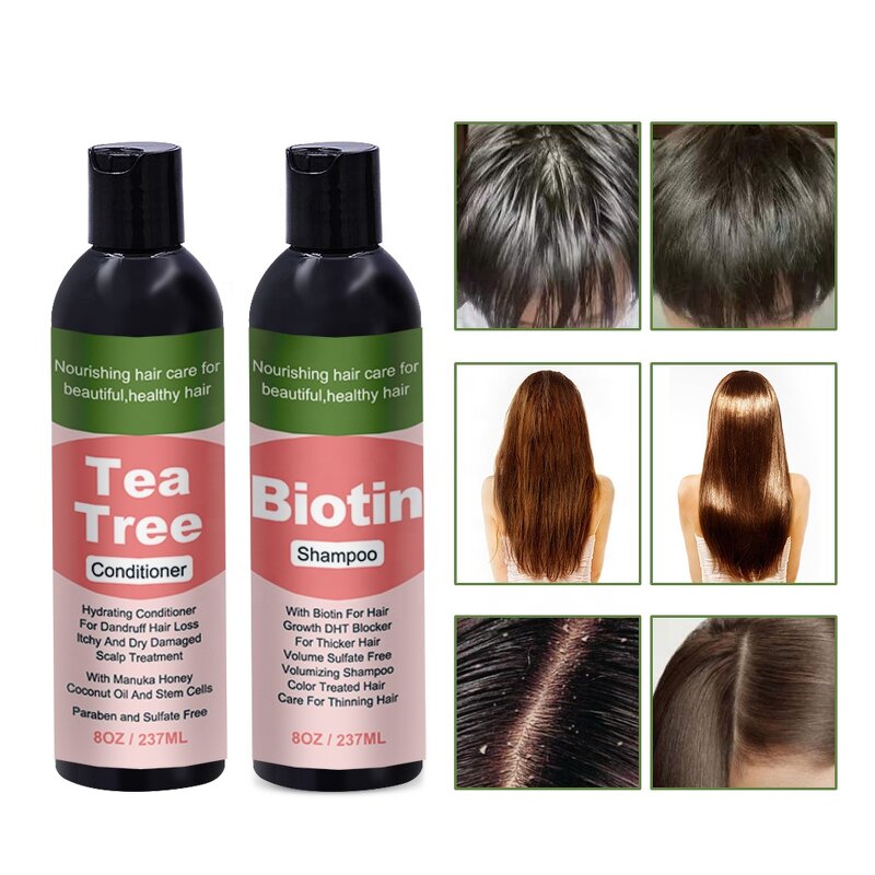 Biotin Shampoo Conditioner Set - Manufacturer - Private Label Hair Growth Tea Tree Oil for Men Women
