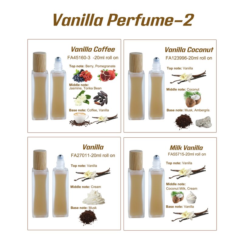 Roll on Fragrance Oil - Manufacturer - Custom 15ml 20ml Vegan Vanilla Milk Musk Matte Parfum