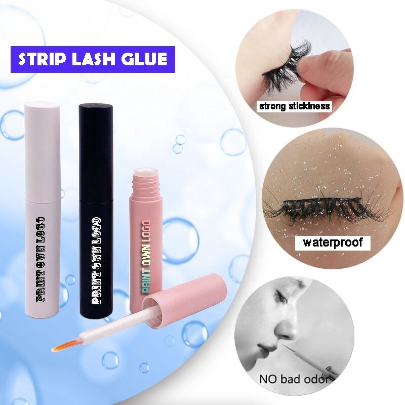 Eyelash Glue - Manufacturer - Custom Waterproof 5ml Latex Free Strong Lash Adhesive Pink Full Strip