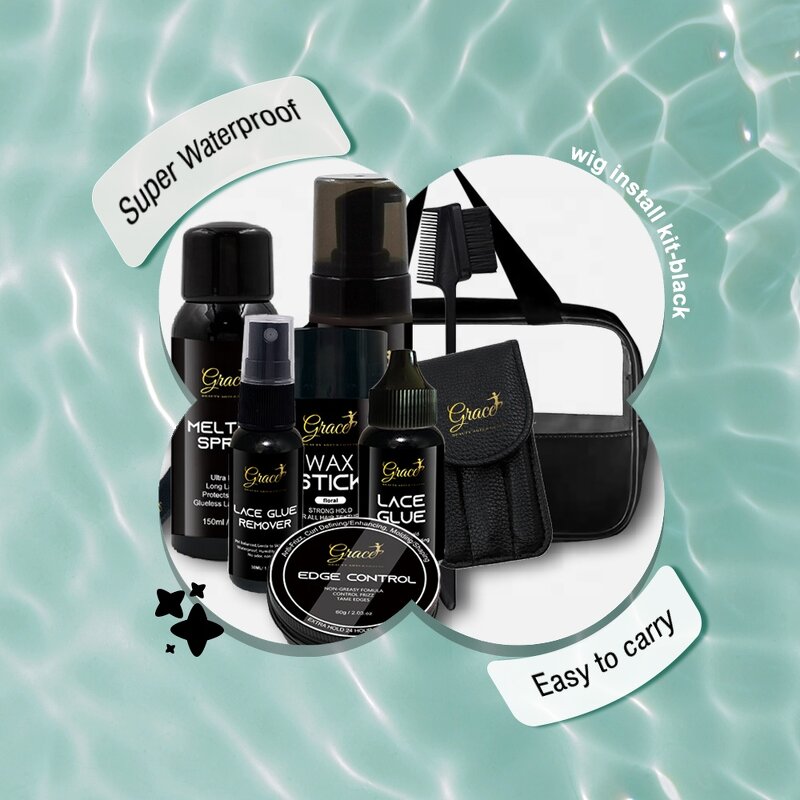 Lace Wig Install Kit - Manufacturer - Private Label Glue Remover Wax Stick Mousse Melting Spray Travel Bag