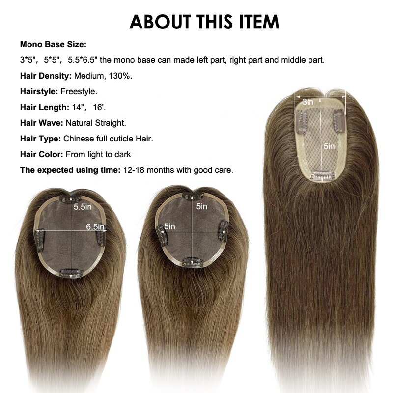 Mono Base Hair Toppers - Manufacturer - Clip in Highlight Blonde Full Cuticle Virgin Human Hair