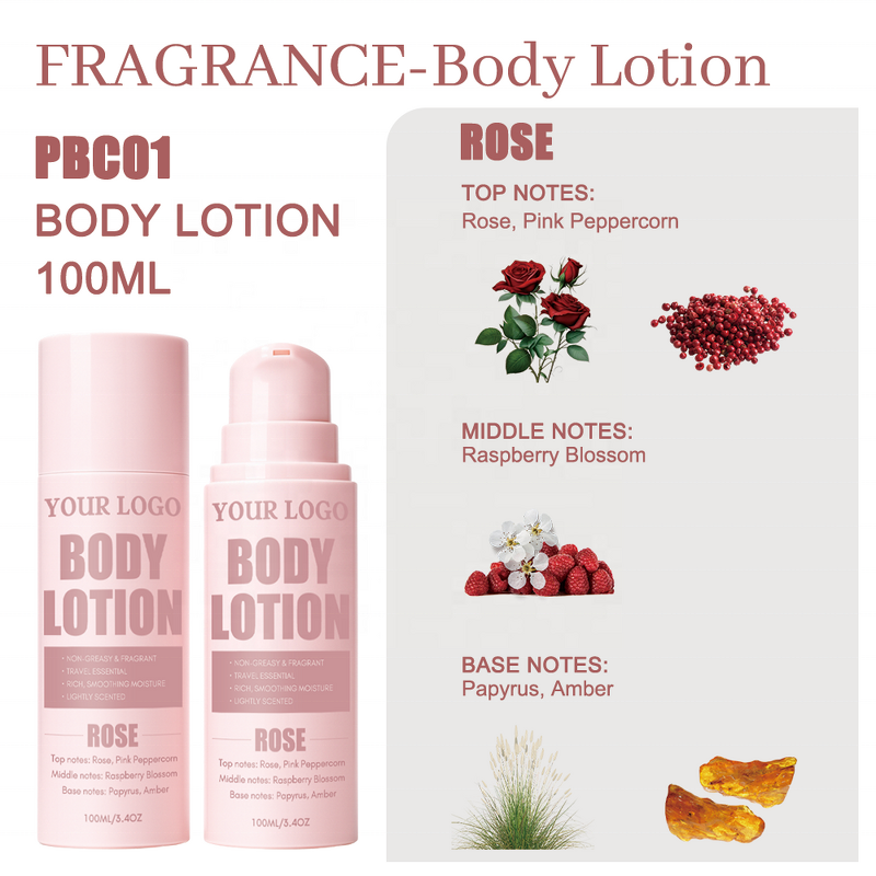 Rose Perfumed Body Cream - Manufacturer - Custom Logo 100ml Rose Aroma Refreshing Nourishing