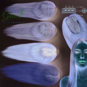 Silk Base Hair Topper - Manufacturer - Clip in Highlight Blonde Virgin Human Hair Invisible Knots