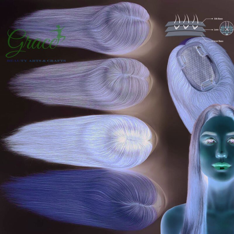 Silk Base Hair Topper - Manufacturer - Clip in Highlight Blonde Virgin Human Hair Invisible Knots