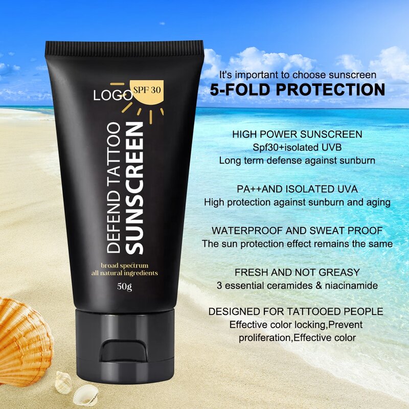 Tattoo Sunscreen Lotion - Manufacturer - Custom Logo SPF 30 UVA/UVB Protection Color Moisturizer