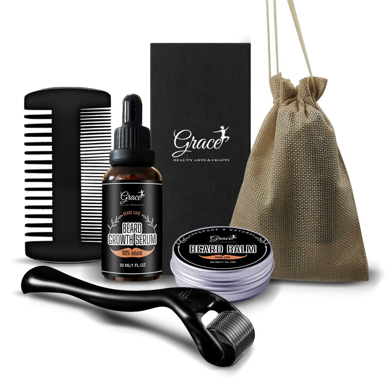 Men Beard Growth Set - Manufacturer - Serum Oil Balm Comb Stimulate Beard Hair Growth