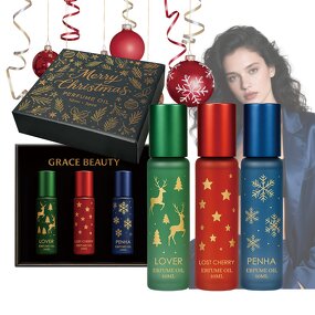 Pheromone Roller Perfume Kit - Manufacturer - 3in1 Fruity Floral Amber Christmas Gift Roll-on