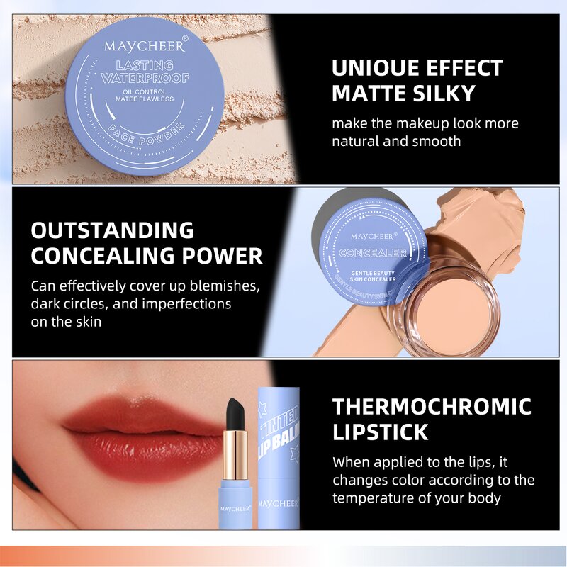 Makeup Set Manufacturer - Maycheer 8pcs Full Set Foundation Lipbalm Eyeliner Mascara