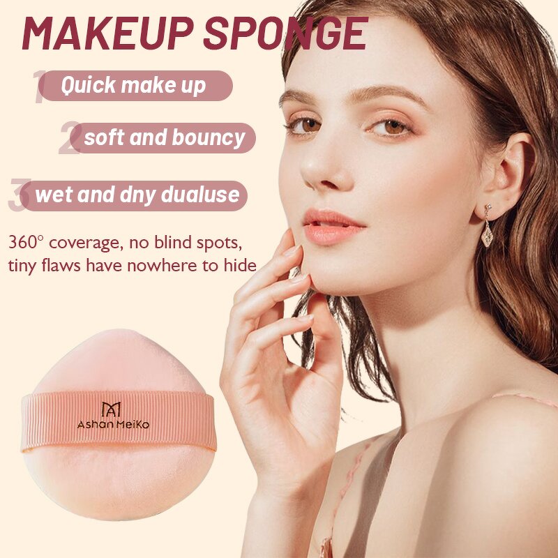 Powder Puff Manufacturer - ASHAN MEIKO Round Loose Powder Thick Soft Velour