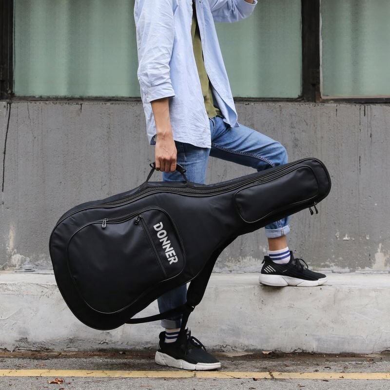 Guitar Gig Bag - Manufacturer - Free Sample Thick Padding Waterproof Adjustable Strap Black Back Hanger