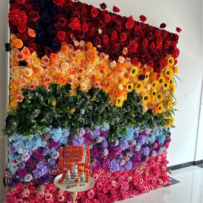 Artificial Flower Wall Manufacturer Mixed Color Custom OEM Services