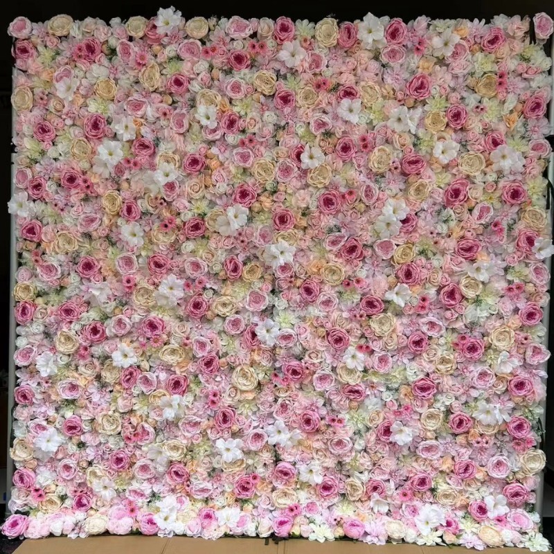Source Factory Custom Pink Artificial Flower Wall OEM Wedding Photography Props