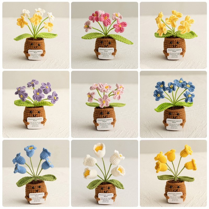 Crochet Flower Puff Factory Handmade Potted Plant