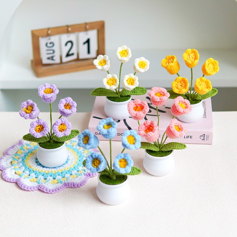 Simulation Potted Plant Manufacturer Knitted Flower