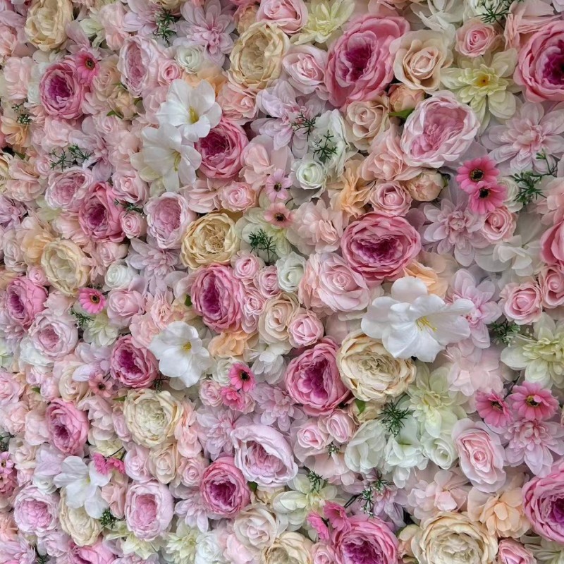 Source Factory Custom Pink Artificial Flower Wall OEM Wedding Photography Props
