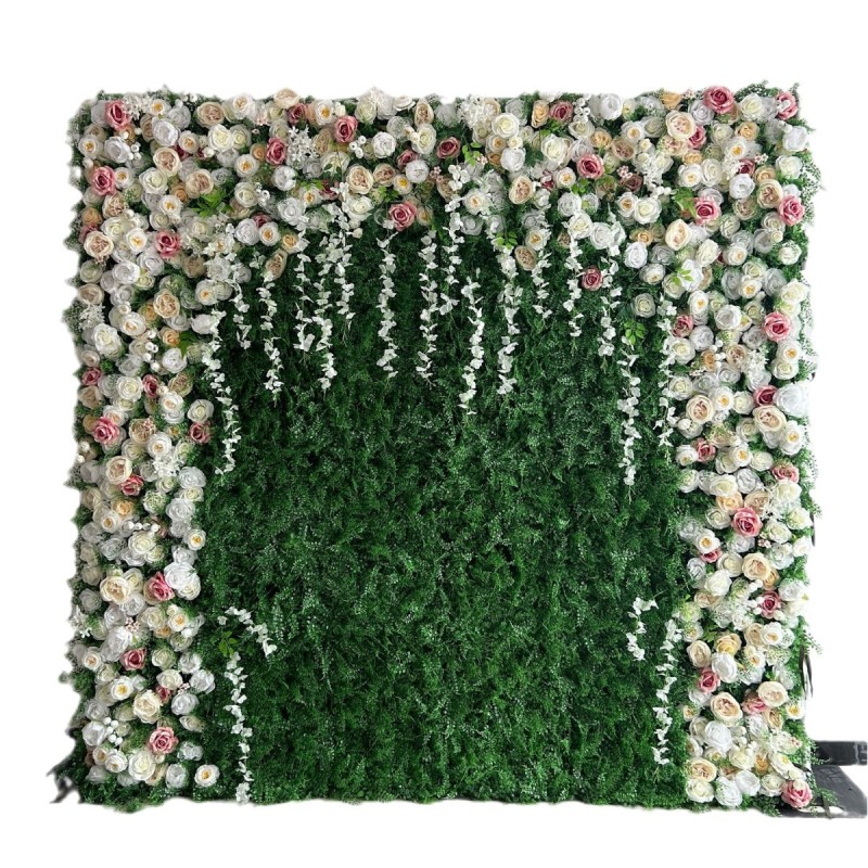 Rose Green Plant Flower Wall Factory Custom Wedding Decoration