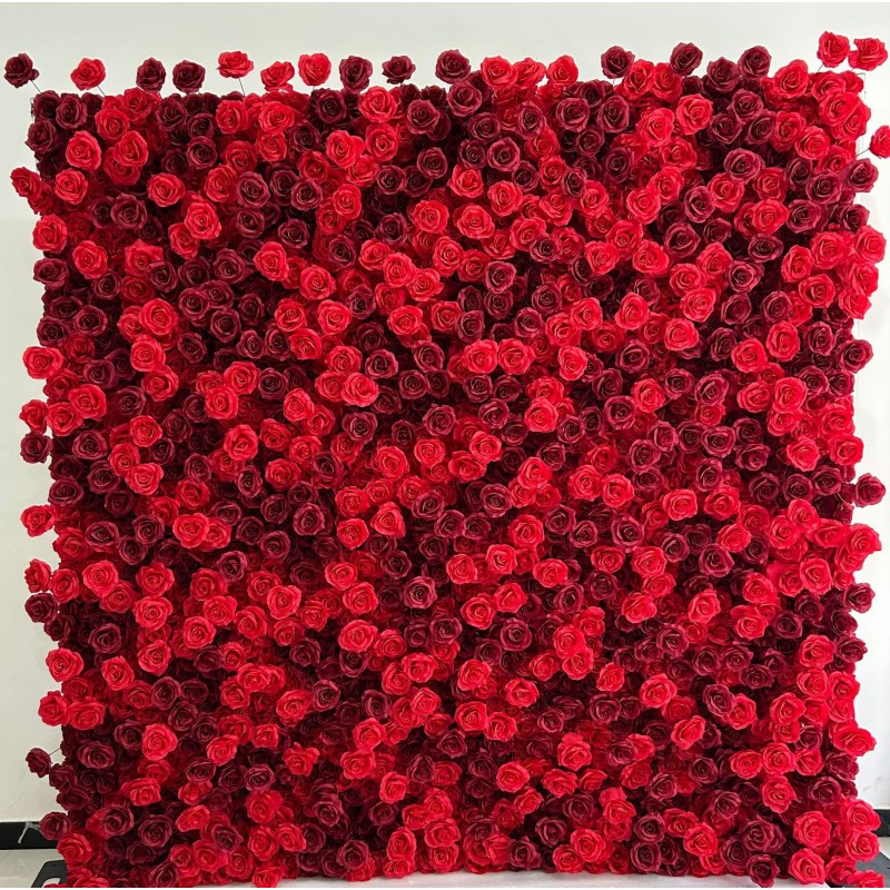Red Rose Flower Wall Factory Custom Wedding Decoration