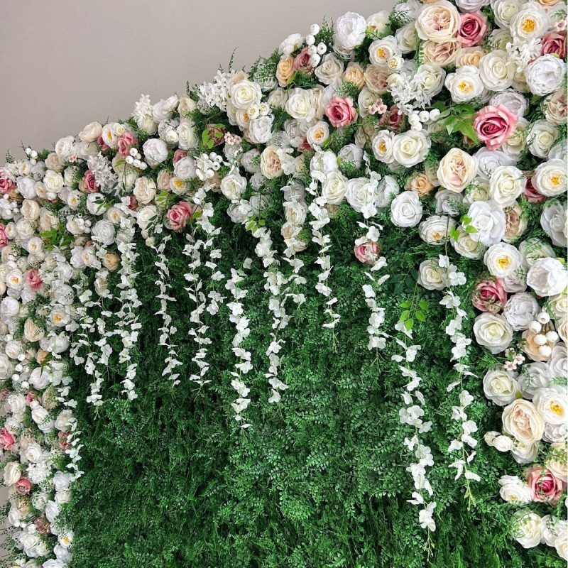 Rose Green Plant Flower Wall Factory Custom Wedding Decoration
