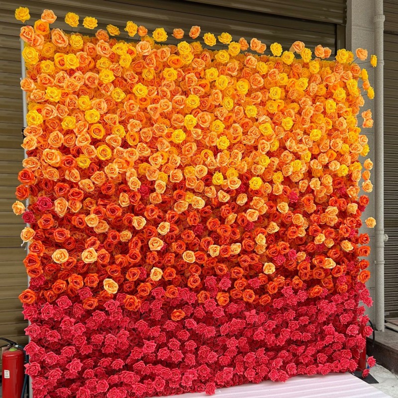 Gradient-colored Artificial Flower Wall Manufacturer Custom Design