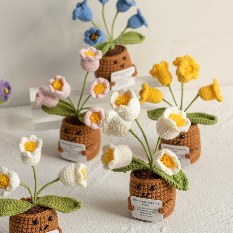 Crochet Flower Puff Factory Handmade Potted Plant