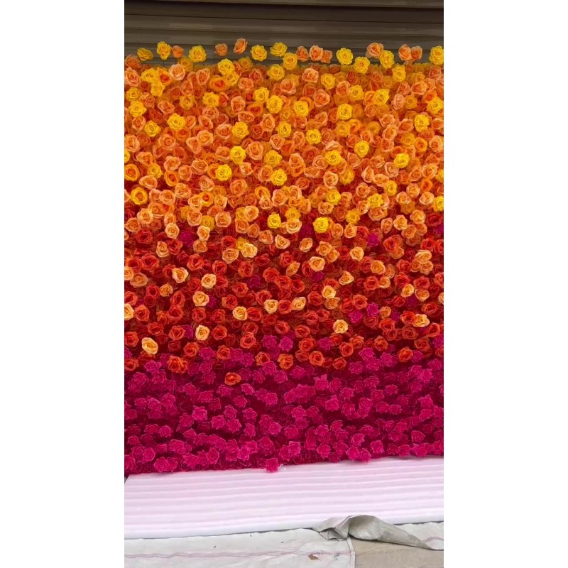Gradient-colored Artificial Flower Wall Manufacturer Custom Design